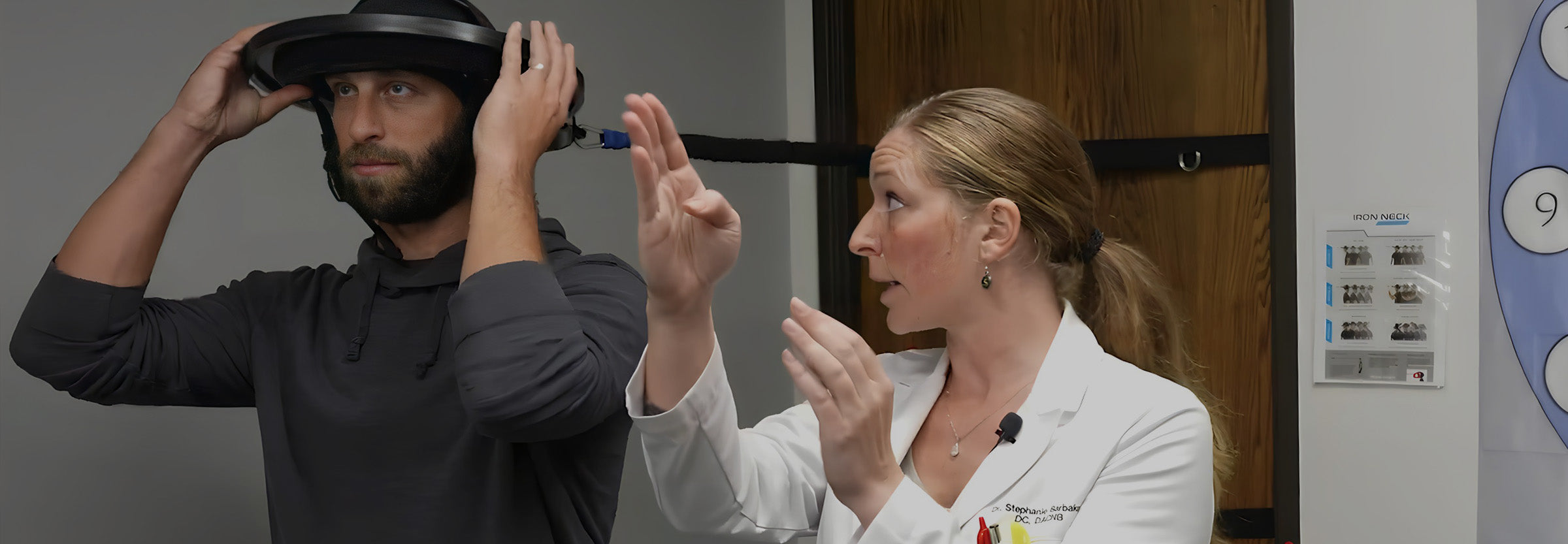 Stephanie Barbakoff using Iron Neck with patient